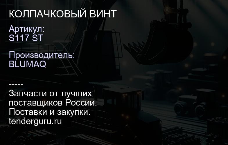 S117 ST КОЛПАЧКОВЫЙ ВИНТ | купить запчасти